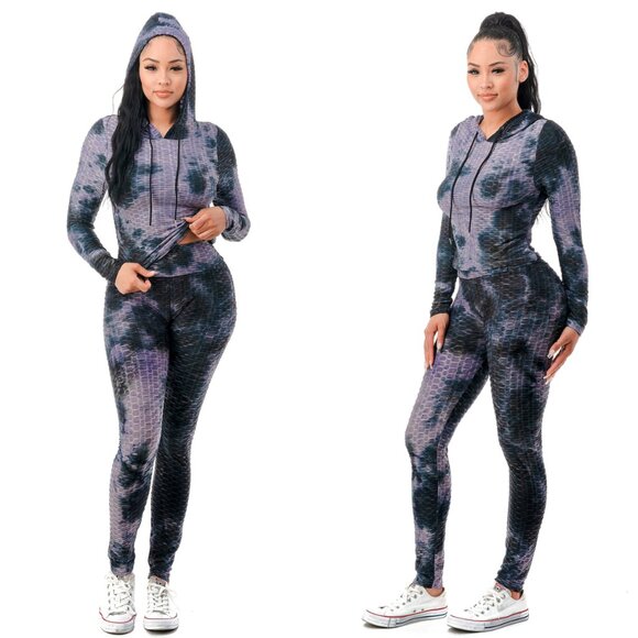 NWT Activewear Women's Stretchy Tie Dye 2PC Workout Set, Tracksuits, Gym S/M/L - Picture 2 of 7